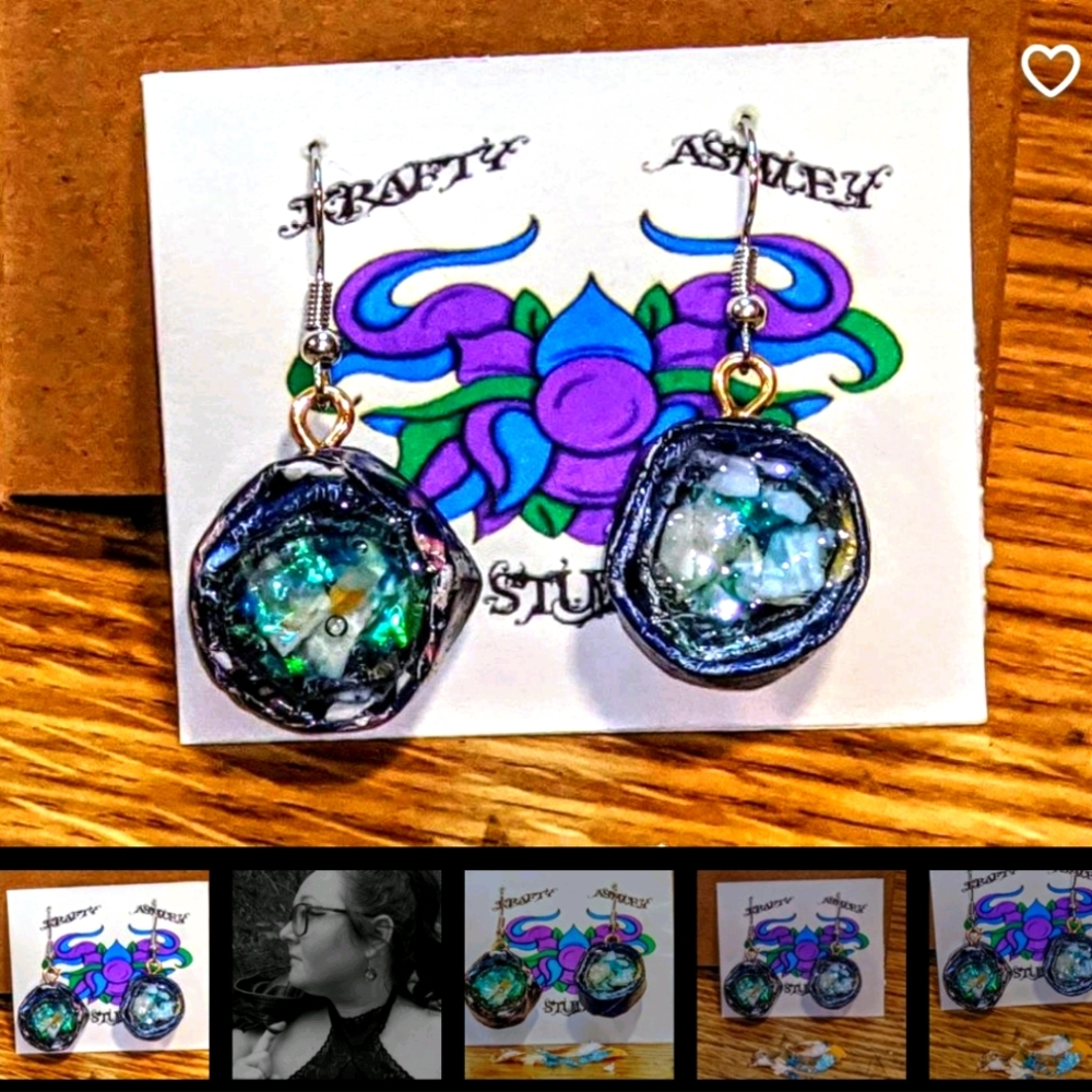 NEW Iridescent and Seashell Boho Earrings